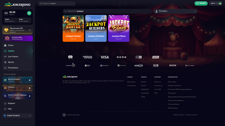 Jokersino — Jackpot games