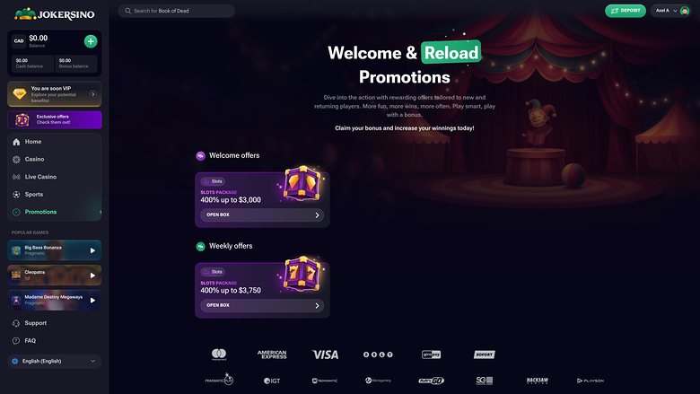 Jokersino — Promotions page