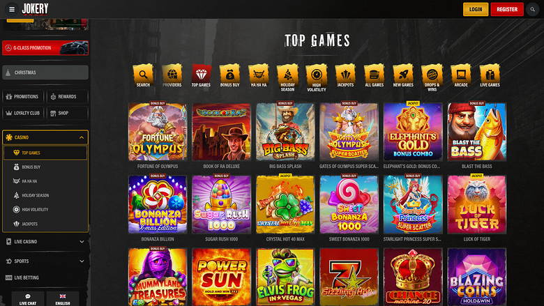 Jokery Casino — Games lobby