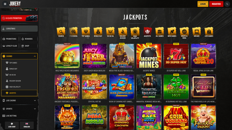Jokery Casino — Jackpot games