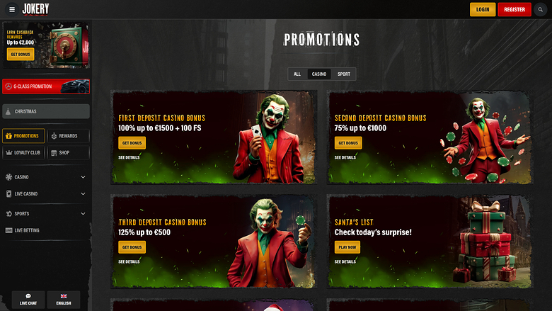 Jokery Casino — Promotions page
