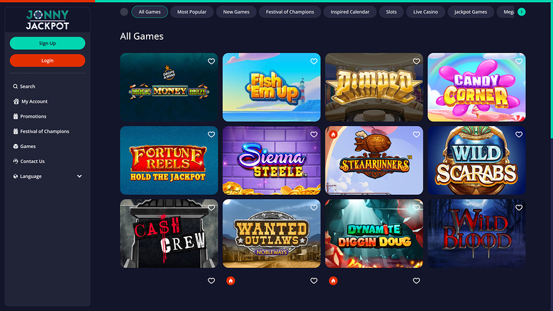 Jonny Jackpot Casino — Games lobby