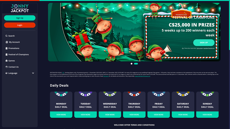 Jonny Jackpot Casino — Promotions page