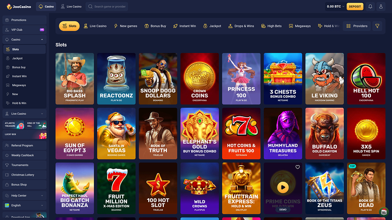 Joo Casino — Games lobby