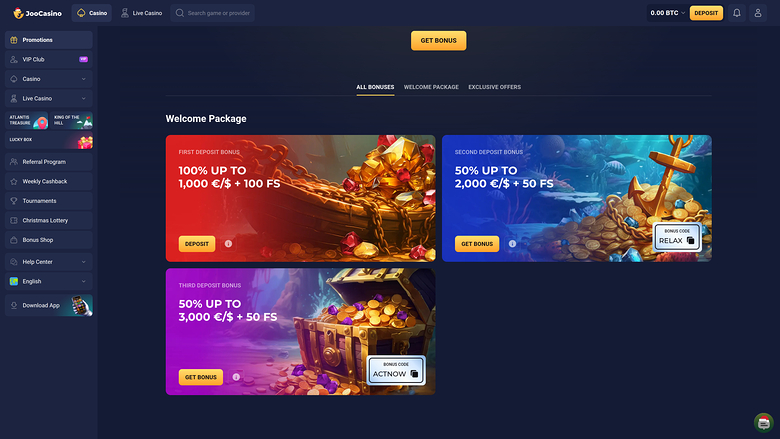 Joo Casino — Promotions page