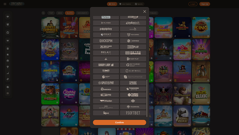 JoyCasino — Games by studio
