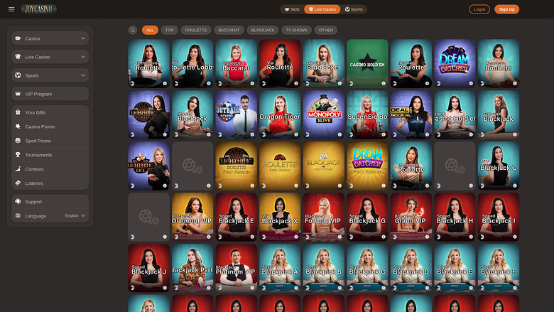 JoyCasino — Live dealer lobby