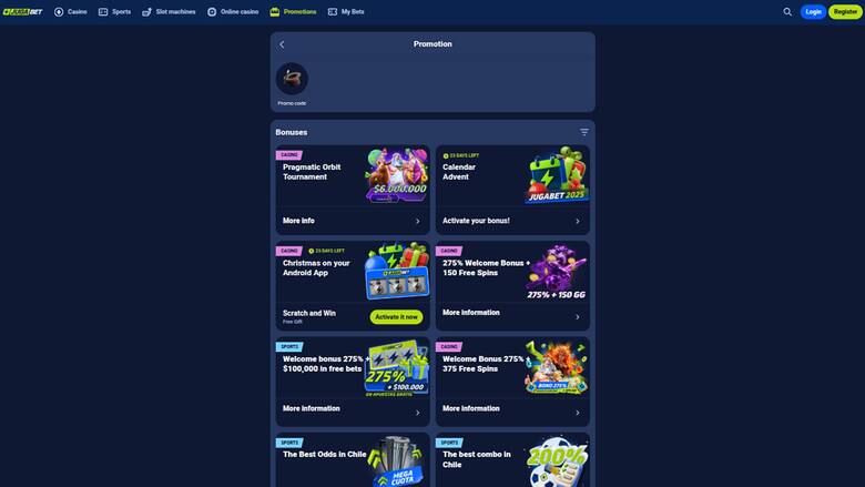 Jugabet Casino — Promotions page