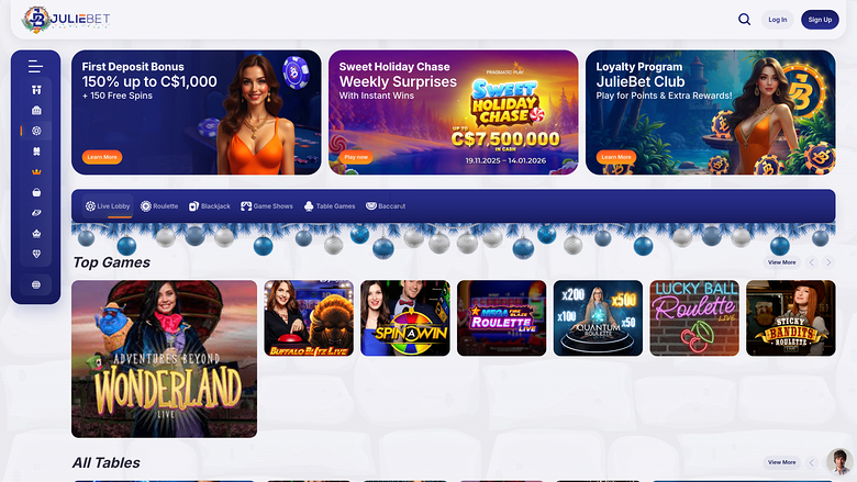 Juliebet Casino — Live dealer lobby