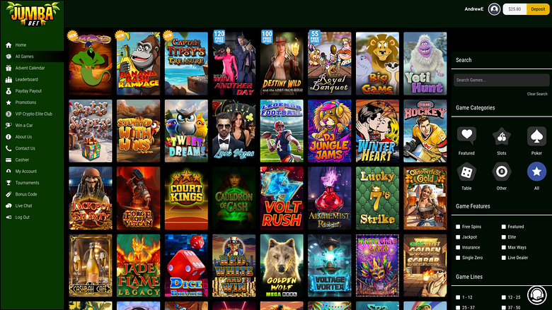 Jumba Bet Casino — Games lobby