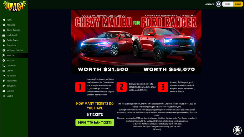 Jumba Bet Casino — Win a car