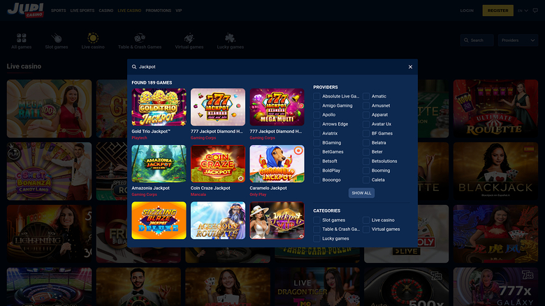 Jupi Casino — Jackpot games