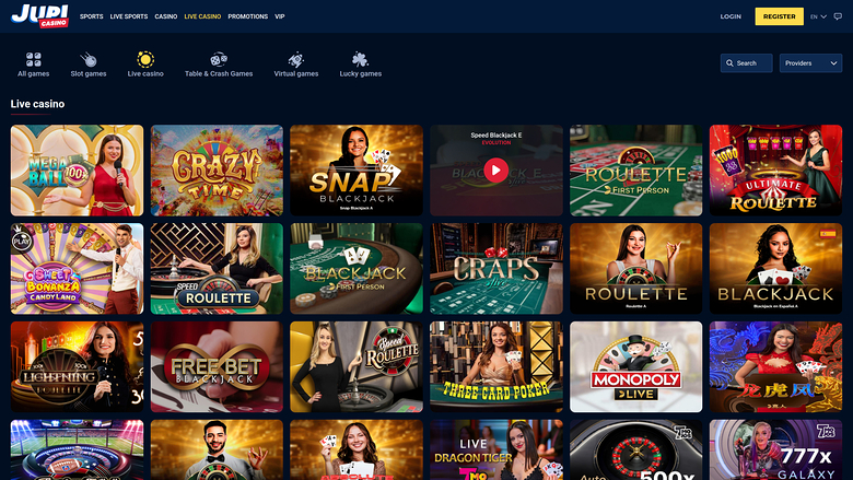 Jupi Casino — Live dealer lobby