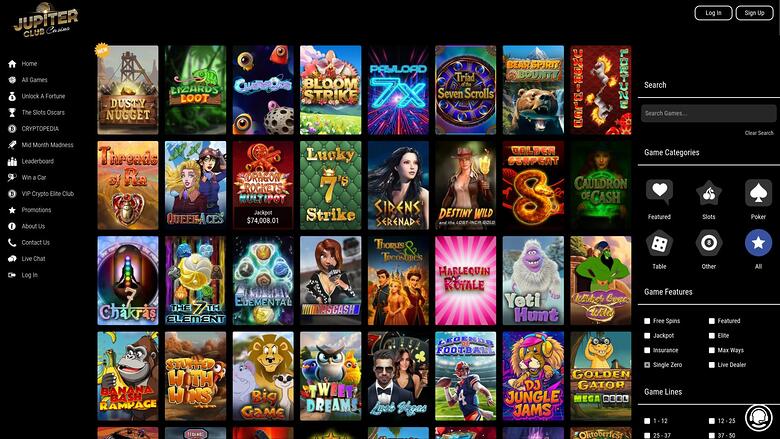 Jupiter Club Casino — Games lobby
