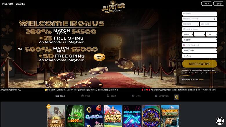 Jupiter Club Casino — Homepage