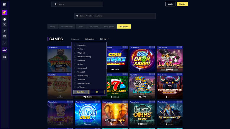 JustBit Casino — Games by studio