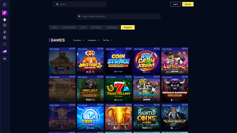 JustBit Casino — Games lobby
