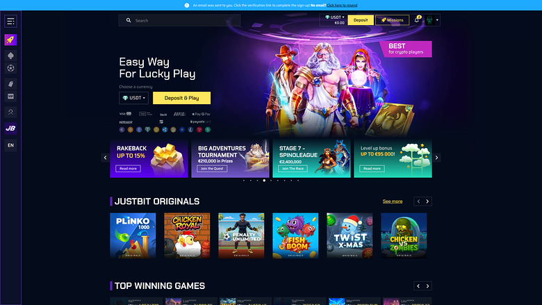 JustBit Casino — Homepage