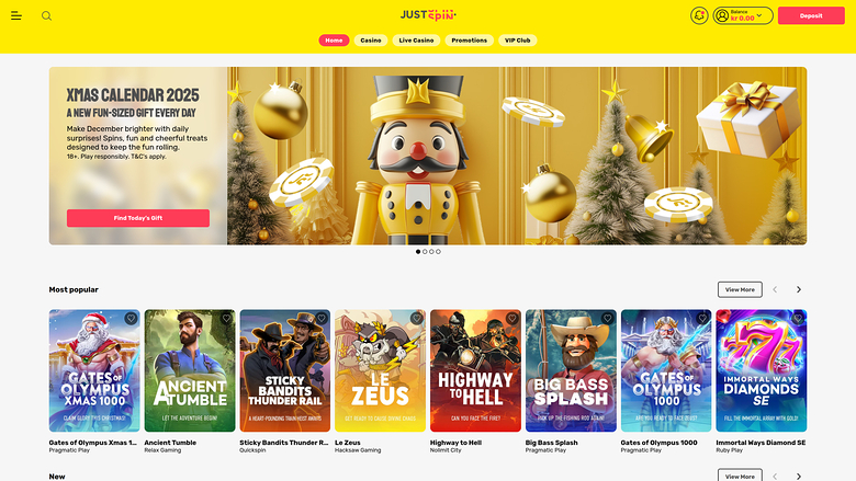 Justspin Casino — Homepage
