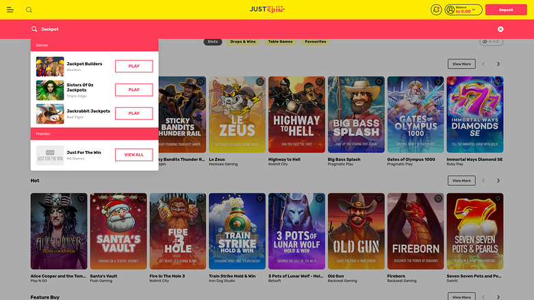 Justspin Casino — Jackpot games