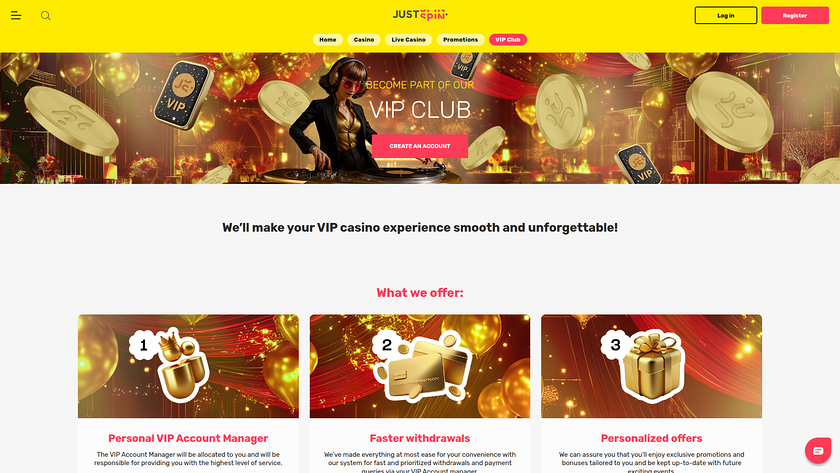 Justspin Casino — VIP section