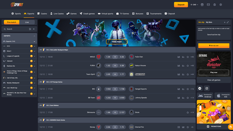 JVSPINBET Casino — Sportsbook