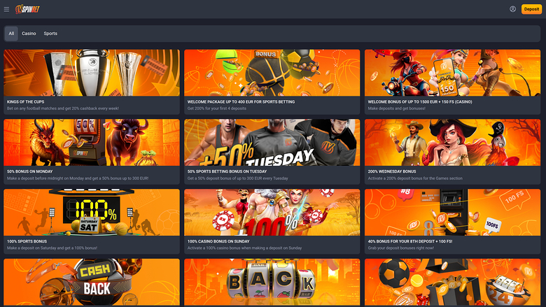 JVSPINBET Casino — Promotions page