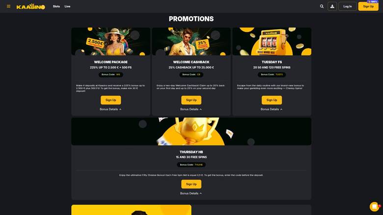 Kaasino Casino — Promotions page