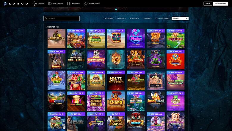 Kaboo Casino — Jackpot games