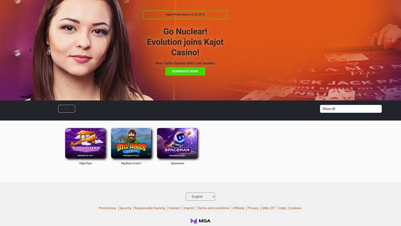 Kajot Casino — Games lobby