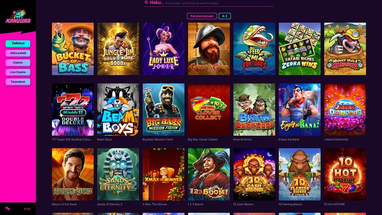 Kanuuna Casino — Games lobby