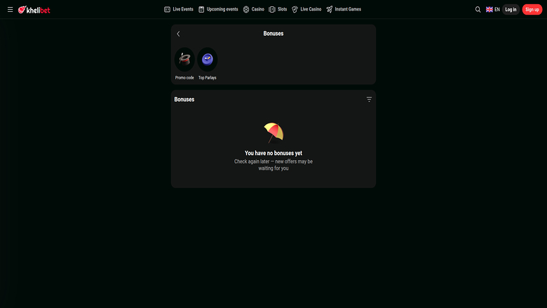 Kheli Bet Casino — Promotions page