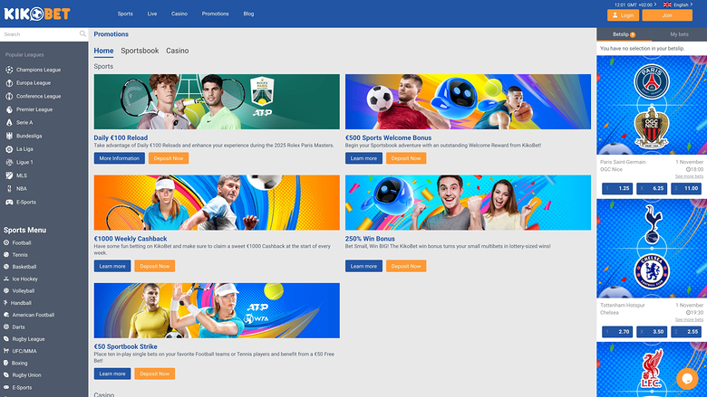Kikobet Casino — Promotions page
