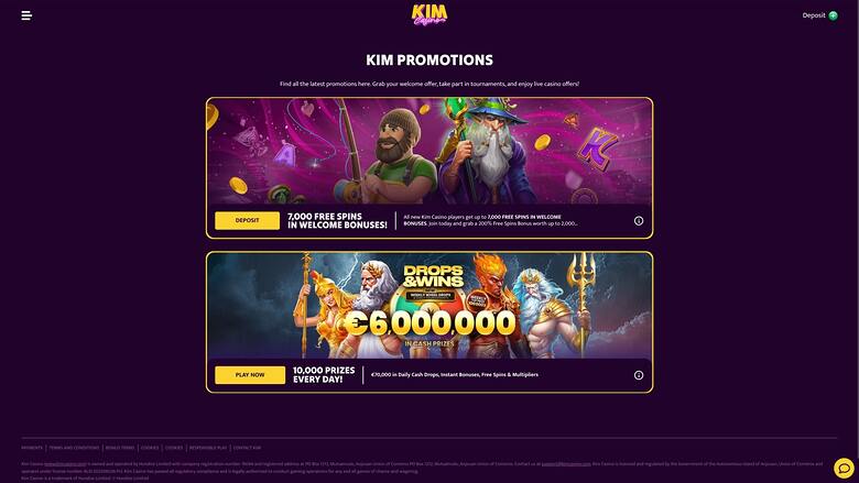 Kim Casino — Promotions page