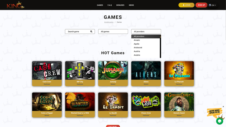 KingBit Casino — Games by studio