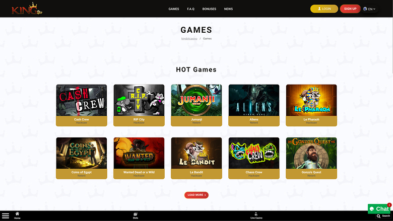 KingBit Casino — Games lobby