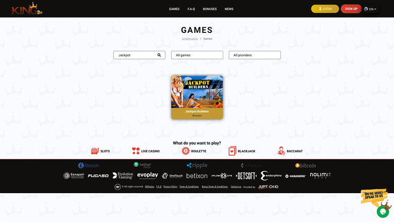 KingBit Casino — Jackpot games