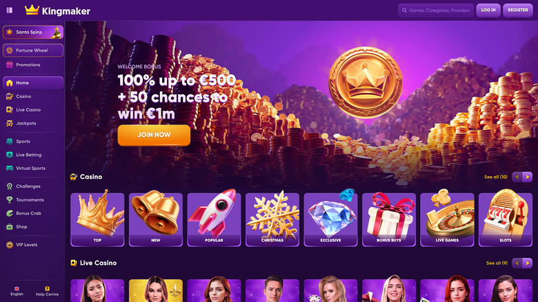 Kingmaker Casino — Homepage