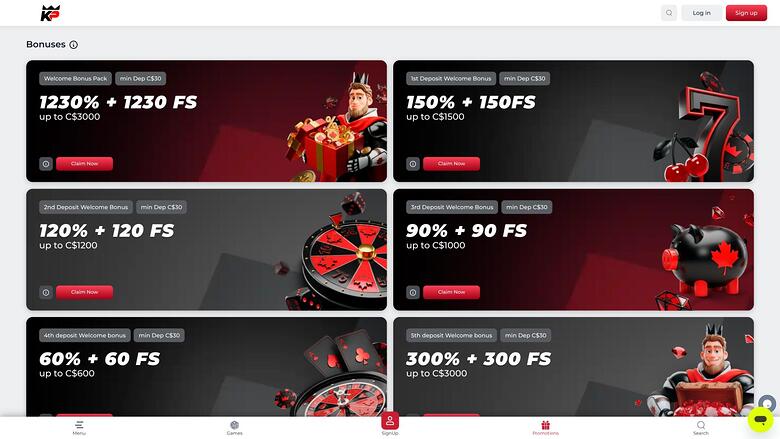 KingPari Casino — Promotions page