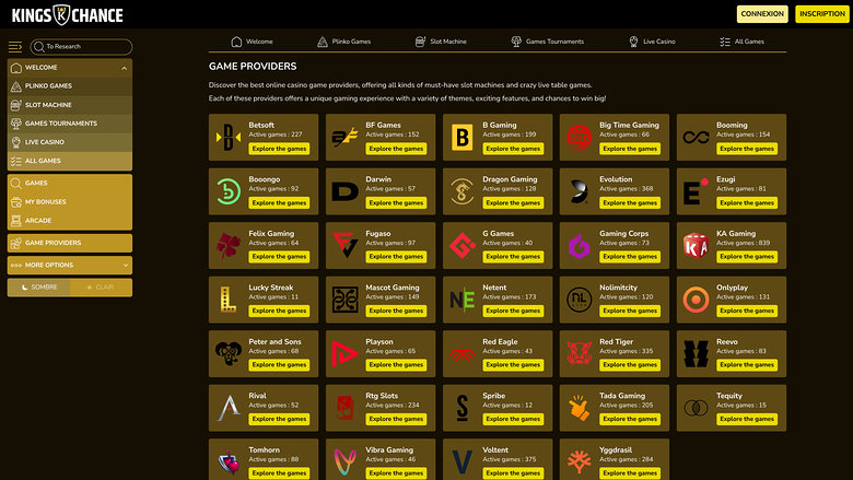 Kings Chance Casino — Games by studio