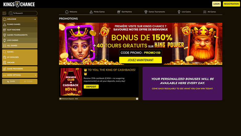 Kings Chance Casino — Promotions page