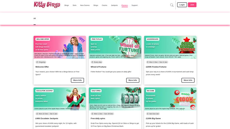 Kitty Bingo — Promotions page