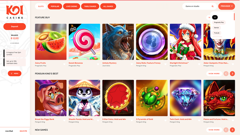 Koi Casino — Games by studio
