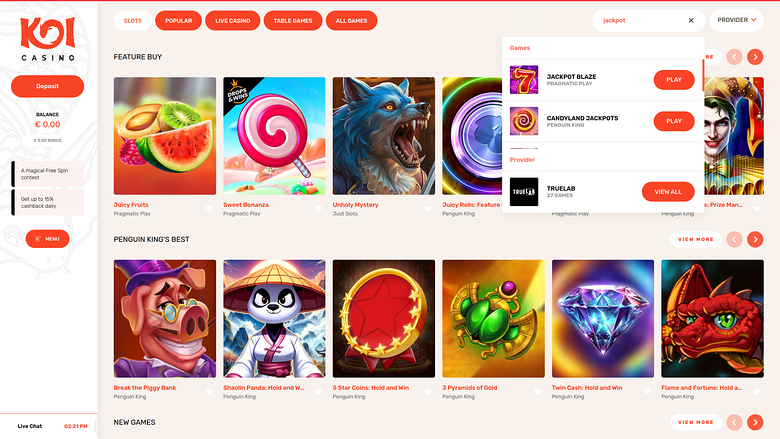 Koi Casino — Jackpot games