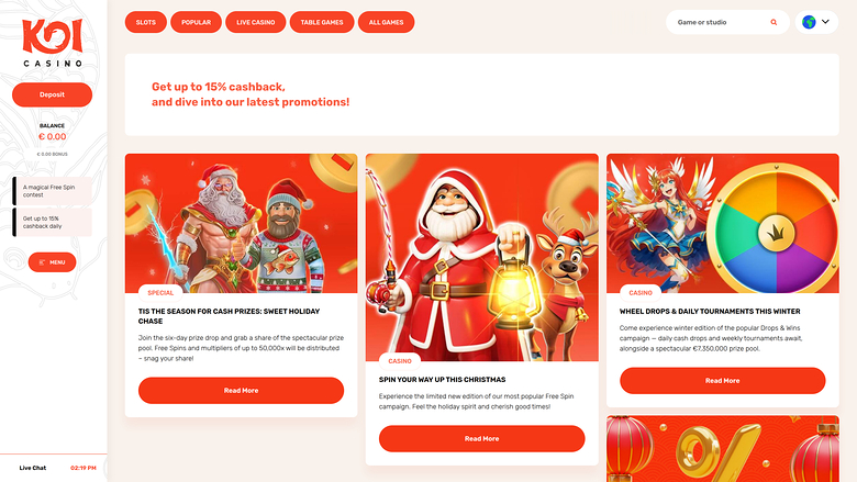 Koi Casino — Promotions page