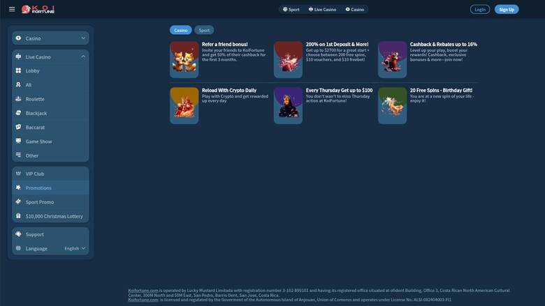 KoiFortune Casino — Promotions page