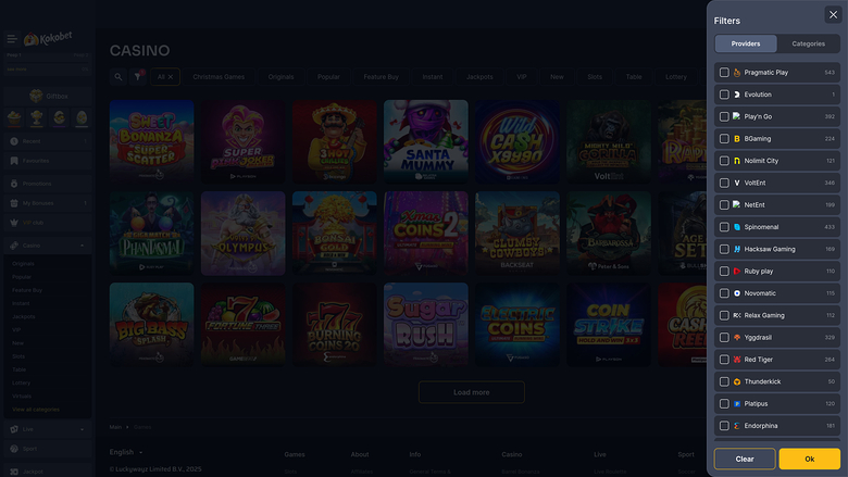 Koko.bet Casino — Games by studio