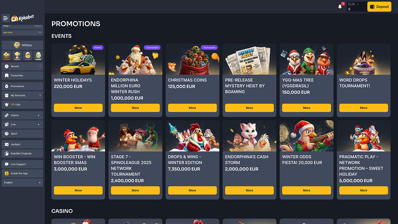 Koko.bet Casino — Promotions page