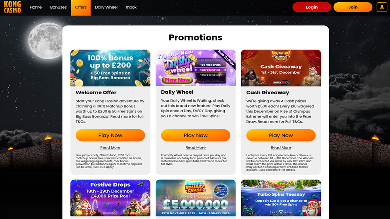 Kong Casino — Promotions page