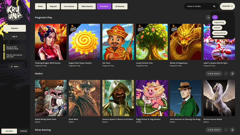 Kruuna Casino — Games by studio